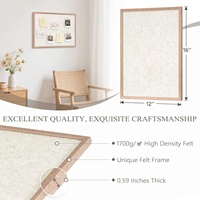 Lot de 2 tableaux d'affichage décoratifs muraux en feutre beige encadrés pour la maison, le bureau, les dortoirs universitaires, pour photos, notes et présentation de bijoux