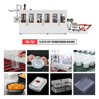Machine de fabrication de tasses à dessert jetables en plastique PP à entraînement hydraulique entièrement automatique pour moteur PET PS PVC HIPS