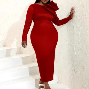 เดรสยาวแฟชั่นผู้หญิงไซส์ใหญ่ ดีไซน์แอฟริกัน ผ้าโพลีเอสเตอร์ แต่งระบาย 3 มิติ แขนยาว พร้อมผ้าโพกศีรษะแบบแอฟริกัน ลดราคาสุดฮอต - Product Image 4