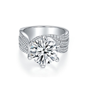Chattering Hot S925 Silver III Love 5 Karat Mosang Moissanite Diamond Ring Internet Celebrity Fashion Light Luxury Cross-Border - Product Image 1