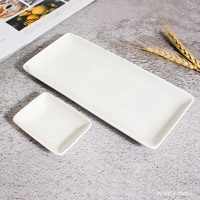 Assiette à sushi en porcelaine rectangulaire blanche, plateau de service des aliments, assiette de service en céramique blanche de 9 pouces