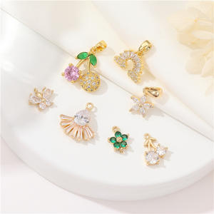 Dijes de Circonita Cúbica al por Mayor con Forma de Flor de Cerezo, Dijes de Arcoíris para Hacer Joyas, Collares, Pendientes, Accesorios de Joyería - Product Image 2