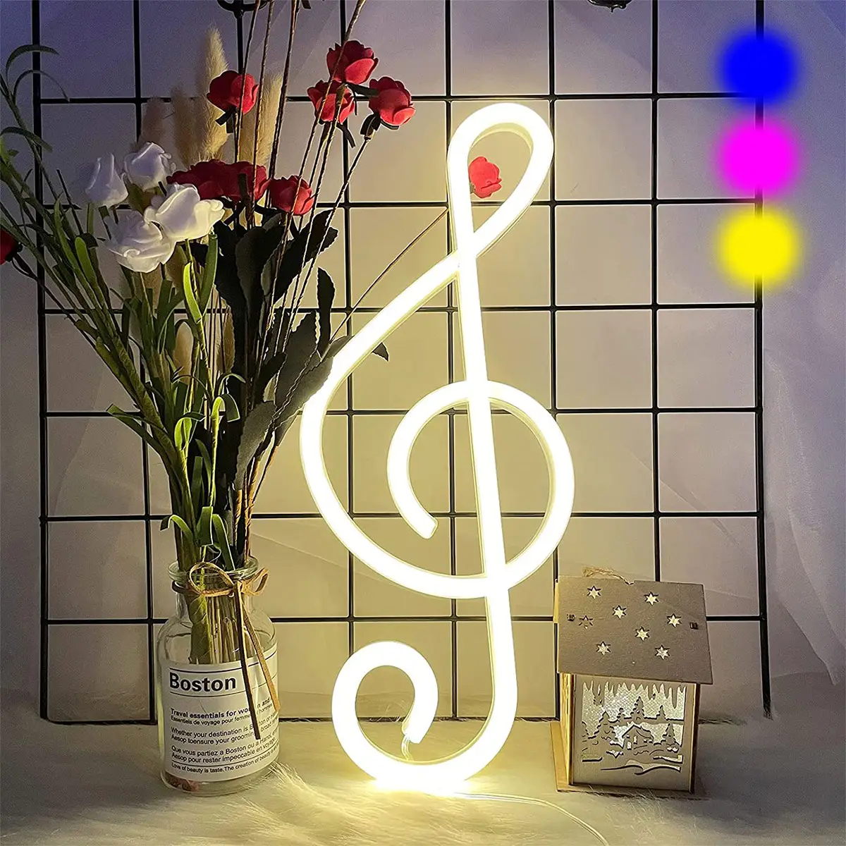 음악 노트 야간 램프 LED 네온 라이트 콘서트 벽 램프 배터리/USB 전원 다채로운 네온 램프 바 야간 조명 침실 장식