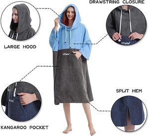 <span class=keywords><strong>Poncho</strong></span> <span class=keywords><strong>de</strong></span> plage à capuche avec poche, séchage rapide, en microfibre, pour femme, idéal pour le surf, la natation et la piscine, vente en gros - Product Image 3