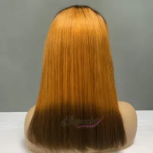 Proveedor de Peluca de cabello humano Natural 100, peluca Bob recta de pelo Temple crudo, Peluca de cabello humano virgen brasileño de encaje transparente Frontal grande