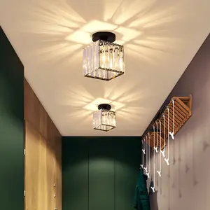 Moderne Kristallen Plafondlamp Flush Mount Kroonluchters K9 Crystal 8K Roestvrijstalen Led Mini 2-vierkante Plafondlamp