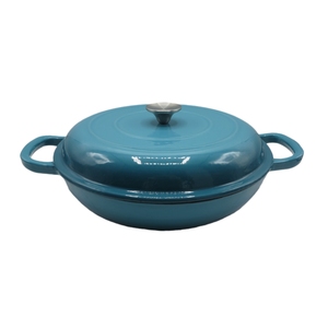Casserole peu profonde professionnelle <span class=keywords><strong>en</strong></span> <span class=keywords><strong>fonte</strong></span> émaillée de qualité supérieure, style braiseur français, bleu - Product Image 3