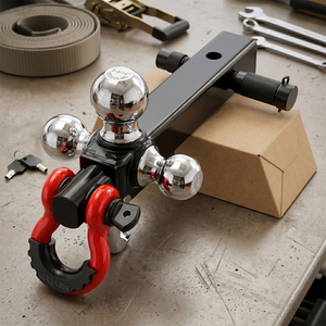 Soporte <span class=keywords><strong>de</strong></span> enganche <span class=keywords><strong>de</strong></span> <span class=keywords><strong>remolque</strong></span> multifunción 3 en 1 AUTOBOTS para <span class=keywords><strong>bolas</strong></span> <span class=keywords><strong>de</strong></span> 1-7/8, 2 y 2-5/16 pulgadas, con <span class=keywords><strong>bolas</strong></span> cromadas, grillete <span class=keywords><strong>de</strong></span> recuperación rojo y cerradura - Product Image 1