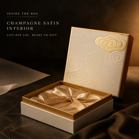 Boîte cadeau rigide ivoire avec couvercle amovible, logo personnalisé, relief nuage gaufré et estampage à chaud doré pour emballages de bijoux