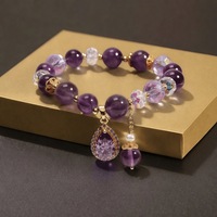 Bracelet en perles colorées en gros, motif goutte d'eau, strass étincelants, pendentif perle d'imitation blanche, bijoux quotidiens