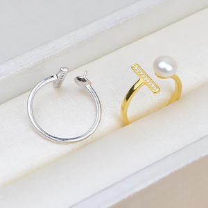 S925 Silver DIY Pearl Jewelry Accessories Female Open Ring with Hollow <b>Support</b> <b>Finger</b> Semi Finished 104 Ring - Product Image 3