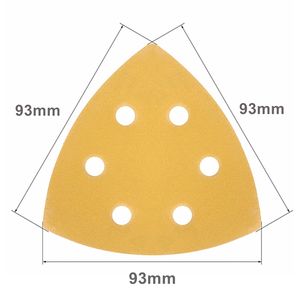 Papier abrasif en oxyde d'aluminium à liant résineux, grains 60-320, pour outil oscillant multi-usages, fixation auto-agrippante, forme triangulaire pour plaques de ponçage - Product Image 2