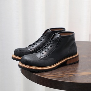 Bottes de motard pour homme à blocs de couleur, bottes de travail d'inspiration rétro, chaussures de marche d'extérieur d'inspiration britannique - Product Image 3