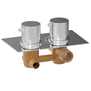 Concealed <strong>Thermostatic</strong> <strong>Shower</strong> Valve Mixer <strong>Tap</strong> Square 2 Dial 2 Way Ceramic Valve Core Chrome Finish Modern Design - Product Image 1