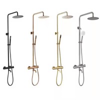 Système de douche thermostatique anti-brûlure, pommeau de douche en acier 304 de couleur personnalisée et mélangeur exposé