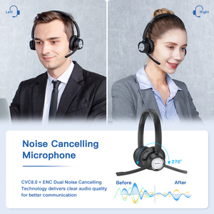 <span class=keywords><strong>Casque</strong></span> Bluetooth sans fil à double oreillette pour centre d'appels, prix de gros, réduction de <span class=keywords><strong>bruit</strong></span>, avec adaptateur - Product Image 5