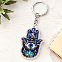 Porte-clés vintage en acrylique bleu, motif œil protecteur grec Nazar et main Hamsa, amulette porte-bonheur, breloque de sac pour la protection spirituelle, idéal pour les cadeaux