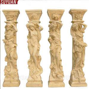 Escultura de <span class=keywords><strong>Pilar</strong></span> de Piedra de Mármol con Figura de Dama, Tallada a Mano, Estilo Griego, Decoración Arquitectónica para Exteriores - Product Image 5