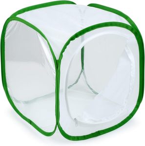 Terrarium portable carré en polyester à motif uni, respirant, avec fermeture éclair, pour l'élevage de papillons monarques et de chrysalides - Product Image 5
