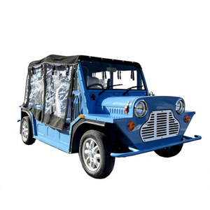 Auto Eléctrico Azul Vintage en Oferta, Auto Clásico con Batería, Estilo Retro, 4 Ruedas, para Resort - Product Image 1