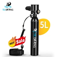 TUDIVING 0.5L Bouteille de plongée sous-marine portable haute pression en aluminium pour sports de plein air, autonomie 5-7 min, avec corde de sécurité