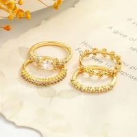 Offre Spéciale 18K plaqué or empilable zircon cubique anneaux ensemble or bandes de mariage droit pour les femmes bijoux cadeau