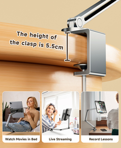 ขาตั้งโทรศัพท์มือถือและแท็บเล็ตโลหะอเนกประสงค์ยืดหยุ่นได้สำหรับ <span class=keywords><strong>iPad</strong></span> ขาตั้งปรับได้แบบยืดหดได้360การหมุนบนโต๊ะ/เตียงขี้เกียจใช้ - Product Image 4