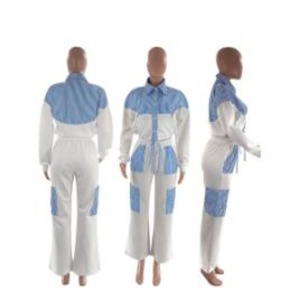 Conjunto de Pantalones Largos Casuales y Camisa de Manga Larga a Rayas con Bloques de Color, Estilo Nuevo para Mujer, JAC22 BF4020 - Product Image 2