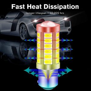 Đèn phanh ô tô LED đỏ nhấp nháy HOLY <span class=keywords><strong>Strobe</strong></span> Flash T20 LED P21/5W BAY15D 1157 1156 Ba15s 7443 5630 33SMD 12V - Product Image 3