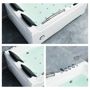 Vasca Idromassaggio di Lusso Moderna Rettangolare per 2 Persone, in Acrilico Bianco, Autoportante, con Scarico, <span class=keywords><strong>Portatile</strong></span>, Trasparente, per Interni - Product Image 4