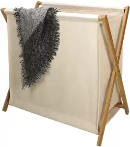 Cesta ropa sucia keranjang pakaian kotor bambu portabel X bingkai penyimpanan Rumah & organisasi kanvas kotak penyimpanan keranjang cucian