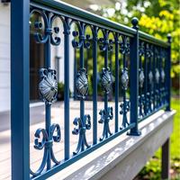 Balustrade en fer forgé pour escalier intérieur avec barres en fer torsadé et finition noire mate enduite de poudre