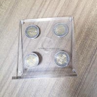 Stock en Chine, bon prix, porte-monnaie en forme de T, 5 x 2, pour pièces de monnaie euro, collection, rangement, aimants, acrylique transparent, plexiglas, étui pour pièces de monnaie