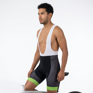 Cuissard de cyclisme ajusté pour homme noir avec bordure verte, respirant, anti-humidité, séchage rapide, en Spandex et Nylon, style short - Product Image 5