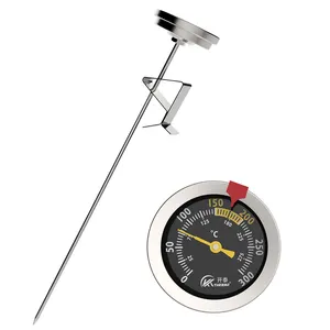 Termometro a quadrante per frittura profonda con cottura a stelo in acciaio inossidabile da 12 ", termometro per friggere caramelle