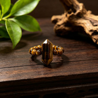 Reiki Edelstein-Perlen Elastischer Ring Handgefertigter Zarter Stapelbarer Unisex Verstellbarer Sechseckiger Kristall-Statement-Ring Trendiger NGTC