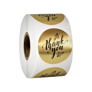 <span class=keywords><strong>Rouleau</strong></span> d'autocollants de remerciement personnalisés ronds en or métallique de luxe, 500 pièces, 1 pouce, avec impression florale en écriture cursive pour l'emballage des petites entreprises - Product Image 1