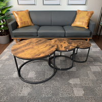 Table basse moderne pliable à 3 niveaux en métal et bois durable, personnalisable, pour salons, hôtels, appartements
