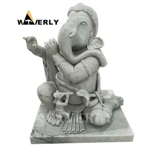 Vente en gros de grandes statues en marbre blanc à Delhi Statue de dieu hindou Marbre Grand Seigneur Pierre naturelle Statue de Bali Ganesha