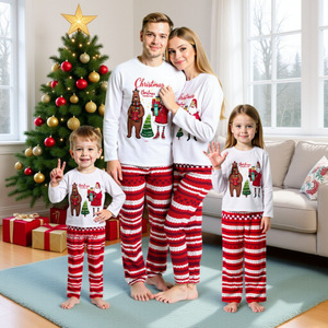 Pijamas a juego para la familia en Nochebuena, ropa de dormir estampada de manga larga para padres e hijos, ropa cómoda para el hogar en días festivos - Product Image 3