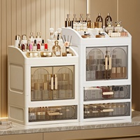 Organisateur de cosmétiques de style Instagram en plastique, support de bureau pour pinceaux de maquillage et rouges à lèvres, rangement pour masques et soins de la peau pour salle de bain