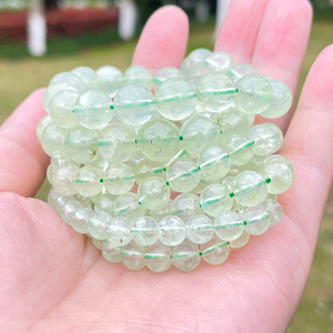 JD GEMS Perline Rotonde in <span class=keywords><strong>Prehnite</strong></span> Verde Naturale Certificata CNAS, Cristalli Curativi per Creazione di Gioielli Energetici - Product Image 3