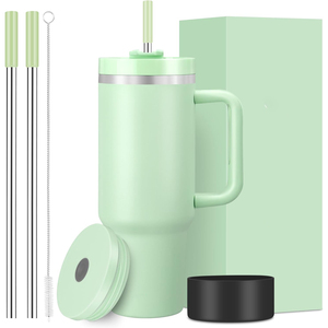 Mug isotherme en acier inoxydable personnalisé avec logo 2026, gobelet de voyage pour aventurier de 40 oz avec paille et poignée - Product Image 1