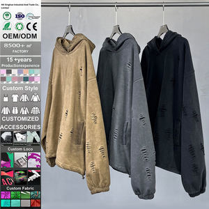 Sweat-shirt à capuche pour homme de haute qualité 100% coton 450 g/m², coupe-vent d'hiver, style rétro streetwear, sweat-shirt personnalisé à effet délavé - Product Image 1