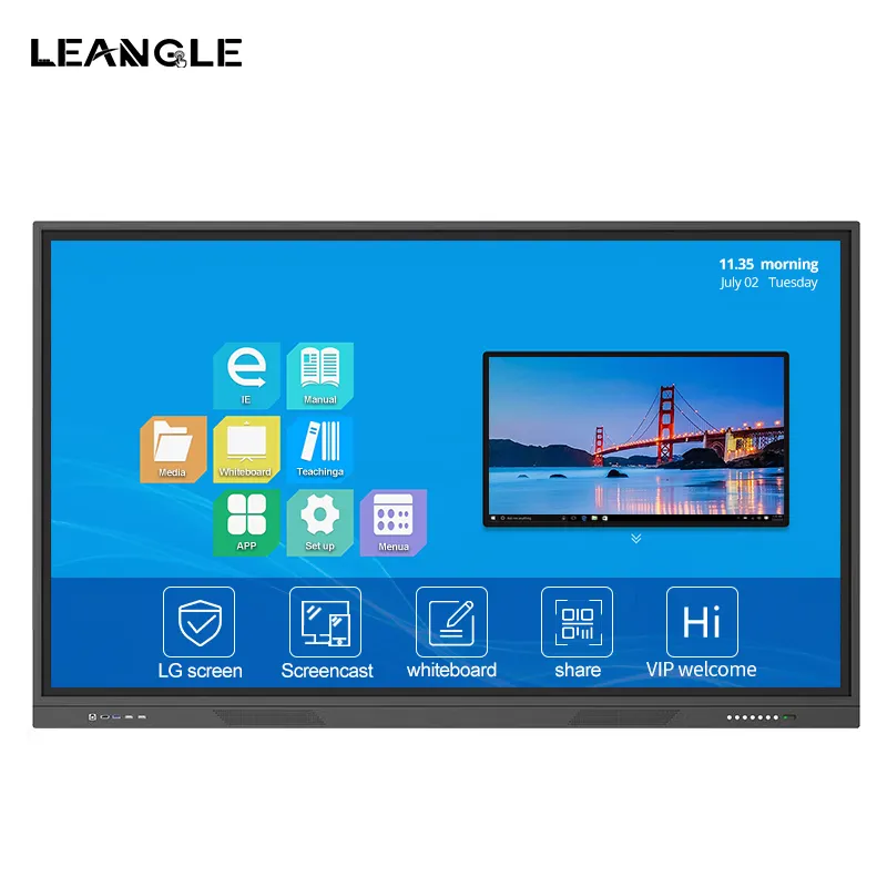 Tableau blanc interactif de 65 à 86 pouces, écran tactile LCD TV 4k digital smart board avec double système d'exploitation OPS pour l'éducation