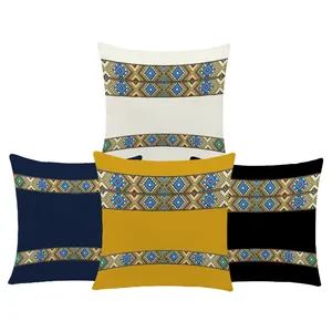 Housses de coussin vintage taie d'oreiller en lin polyester impression personnalisée éthiopien traditionnel Habesha Saba Telet