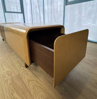 Banc de rangement de luxe écologique pour chaussures, avec extrémités recouvertes de cuir Nappa et glissières à fermeture douce pour entrée
