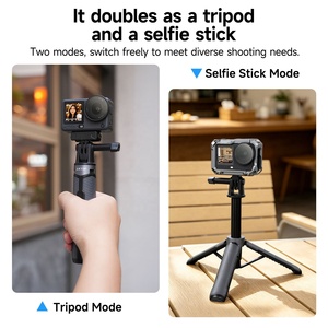 Trépied Selfie 2-en-1 pour <span class=keywords><strong>Cam</strong></span>éra d'<span class=keywords><strong>Action</strong></span>, en Aluminium, 126g, 17.5-50cm, 5 Sections, Adaptateur à Rabat Rapide, Antidérapant pour GoPro DJI Insta360 - Fournisseur - Product Image 2