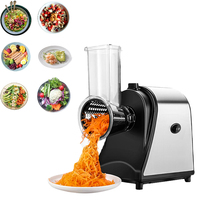 Pencacah Sayuran Multifungsi Elektrik, Pemotong Salad, Parutan Keju, Pengiris Buah dan Wortel, Bahan Stainless Steel untuk Rumah Tangga