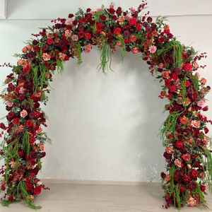Arche de <span class=keywords><strong>roses</strong></span> rouges vintage, support de fleurs artificielles de luxe, cadre pour décoration de fond de mariage et de fête, accessoire floral artificiel durable - Product Image 1